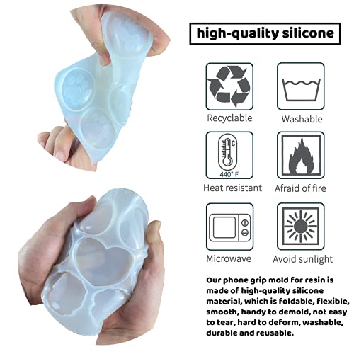 LOKiVE Phone Grip Molds for Resin Casting,16 Cavity Silicone Irregular Round On Top Phone Holder Moulds for DIY Epoxy Resin Mold Jewelry Making Supplies