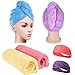 CUH 4 Packs Microfiber Hair Towel Super Absorbent Turban Wrap With 2 Bonus Headbands
