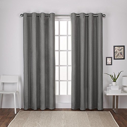 Exclusive Home Curtains London Textured Linen Thermal Window Curtain Panel Pair with Grommet Top, 54x96, Black Pearl, 2 Count