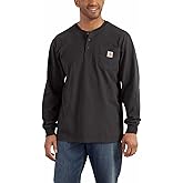 Carhartt Men's Solid Henley Long Sleeve Work Shirt Black Medium