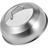 12.75 Inch Stainless Steel Basting Cover, Melting Dome for Griddle Cooking, Round Steaming Cover Lid with Tempered Glass Top and Steam Holes, Dishwasher Safe (12.75")