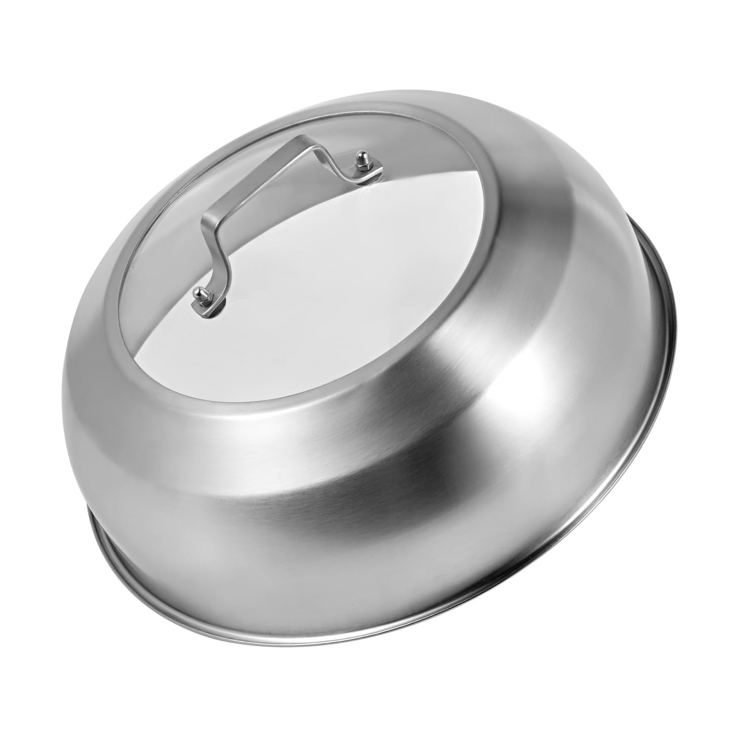 Photo 1 of 12.75 Inch Stainless Steel Basting Cover, Melting Dome for Griddle Cooking, Round Steaming Cover Lid with Tempered Glass Top and Steam Holes, Dishwasher Safe (12.75")