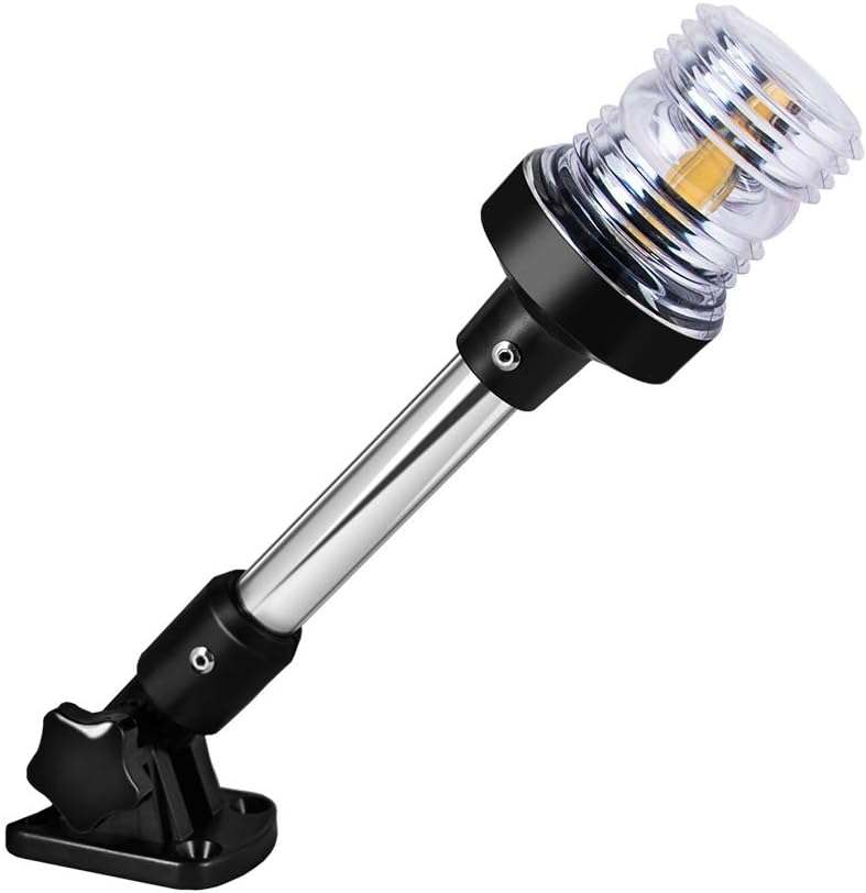 Sebnux White LED Fold Down Boat Stern Light Boat Anchor Light for Pontoon and Fishing Boat (12“): Automotive