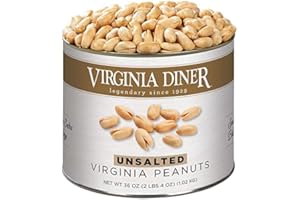 Virginia Diner Unsalted Virginia Peanuts - XL Gourmet Natural Peanuts Non-GMO, Preservative Free Gifts from Virginia Diner Since 1929-36 Oz Can