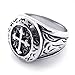 KONOV Classic Vintage Cross Mens Ring, Stainless Steel Band, Size 11