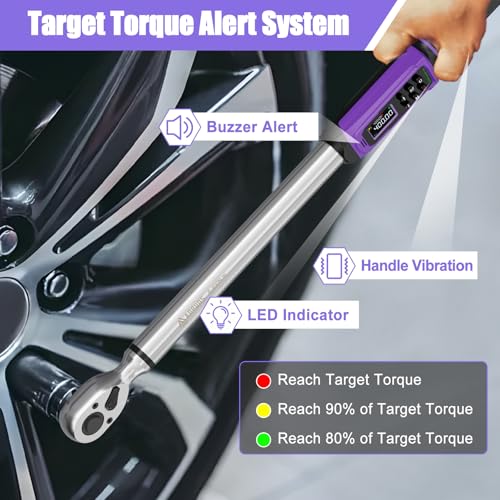 ANPUDS Digital Torque Wrench 1/2 Inch, Accuracy ±1%, 6-400 Nm Torque Wrenches Adapter with Vibrations, Buzzer and LED Indicator, for Car, Truck, Motorcycle