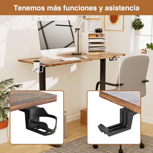Cakhdry Escritorio elevable,Escritorio Ajustable Altura electrico,160 * 60CM Escritorio,Escritorio de Pie para Oficina en Casa, con Memoria y Soporte Metálico en T (rústicos Vintage)