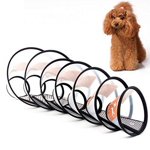 YAWALL Adjustable Recovery Cone Collar Dog Elizabethan Collar Cat Protective Collars Dog Neck Scarf for Anti-Bite Lick, Surgery or Wound Healing (Small, Neck Size: 6.5-7.5 INCH)