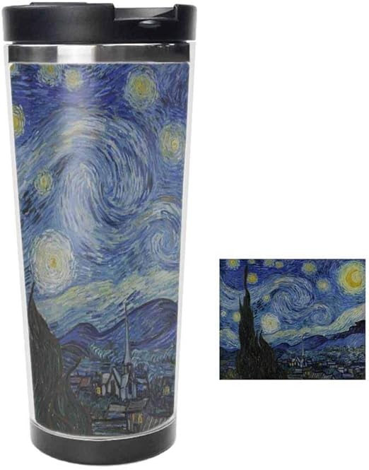 16oz Tumbler Stainless Steel Vacuum Tumbler Travel Mug Van Gogh Starry Night Moon Coffee Mug Cup Thermal Cup With Splash Proof Sliding Lid Amazon Ca Home Kitchen