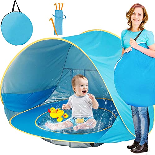 Baby Beach Tent, Pop Up Portable Sun Shelter with Pool, 50+ UPF UV