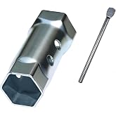 SHUJUKU 49057 &amp; PT49057 Dual Head Hex Socket Wrench Removal Tool | For Screw-in Water Heater Element, 1-1/2 Inch and 1-7/8 Inch Hex, w/Pry Bar, 1 pc