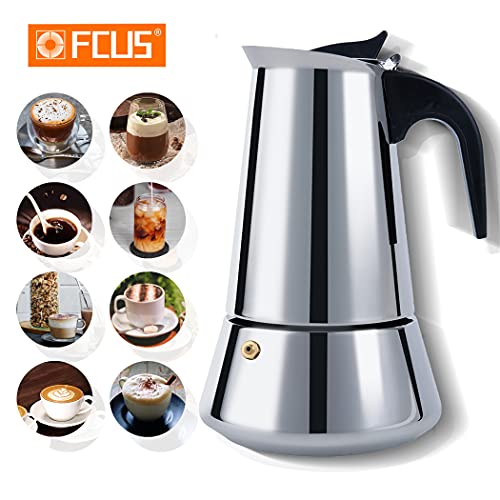 FCUS Stovetop Espresso Maker, 2cup/100ml Greca Coffee Maker Moka Pot
