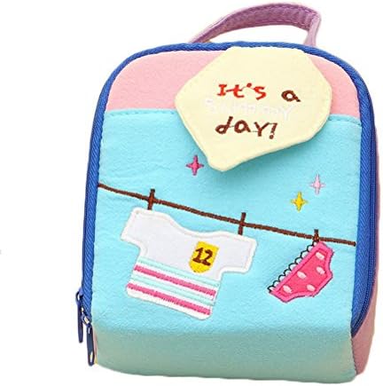 Alisagoo Sanitary Napkins Bag Cute Cotton Menstrual Cup Pouch Nursing Pad Holder Coin Pouch Key Pouch Washable Organizer Storage (Blue with Clothes)