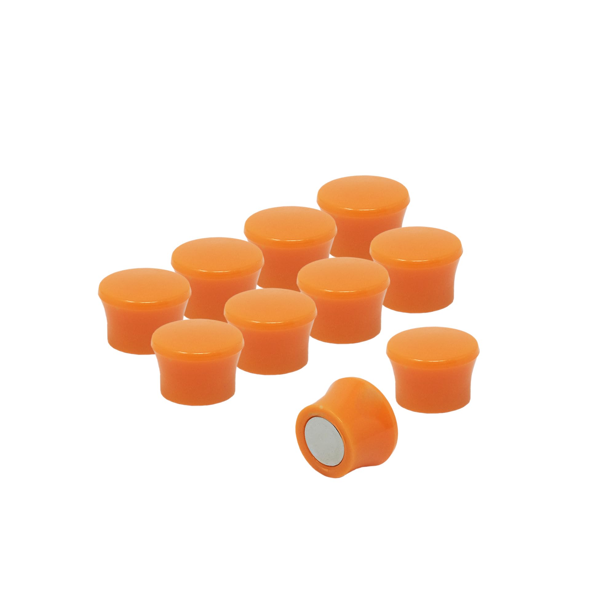 Small High Power Orange Memo Board Magnets for Fridge, Whiteboard, Noticeboard, Filing Cabinet - Pack of 10