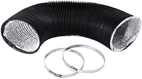 6 Inch x 8 Feet Black PVC Flexible Aluminum Hose Ducting Ventilation Exhaust Fan Air Clamp for Grow Rooms and Greenhouses (8 Feet)