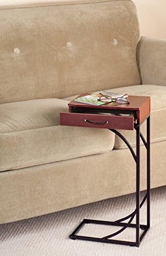 Walnut Finish Sofa Side Table With Drawer - Storage, Organization &amp; Laptops