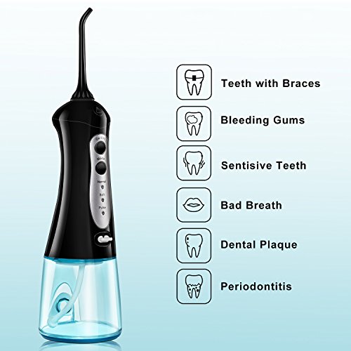 Electric Water Flosser Oral Irrigator Cordless Charger Nozzle Flossers 220V Jet Parts for Teeth IPX7 200ML FDA UBTKEY - Thumbnail 5