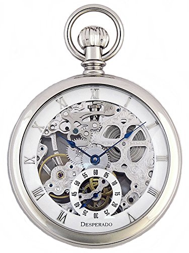 Desperado "Golden Gate" Pocket Watch High Grade Skeletonized 17 Jewel Movement Glass Crystals