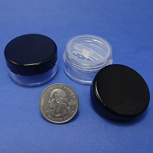 2 Pcs Made in Taiwan 10g Travel Size Sifter Loose Powder Plastic Jar with Rotating Sifter & Black Lid