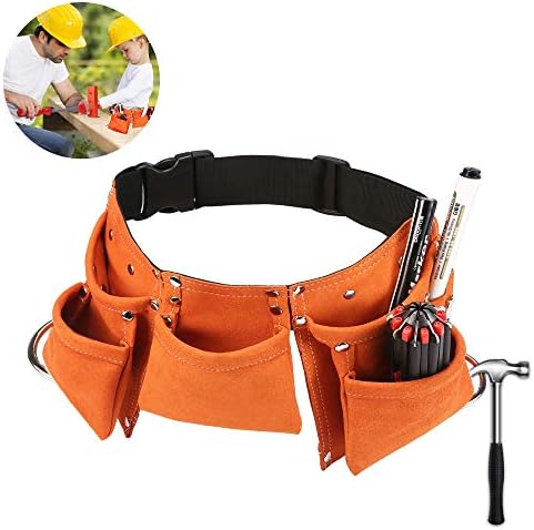 YITOOK Kids Tool Belt Adjustable Children's Carpentry Tool Candy Pouch Heavy Duty Child's Construction Tool Apron for Costumes Dress Up Role Play(Orange)