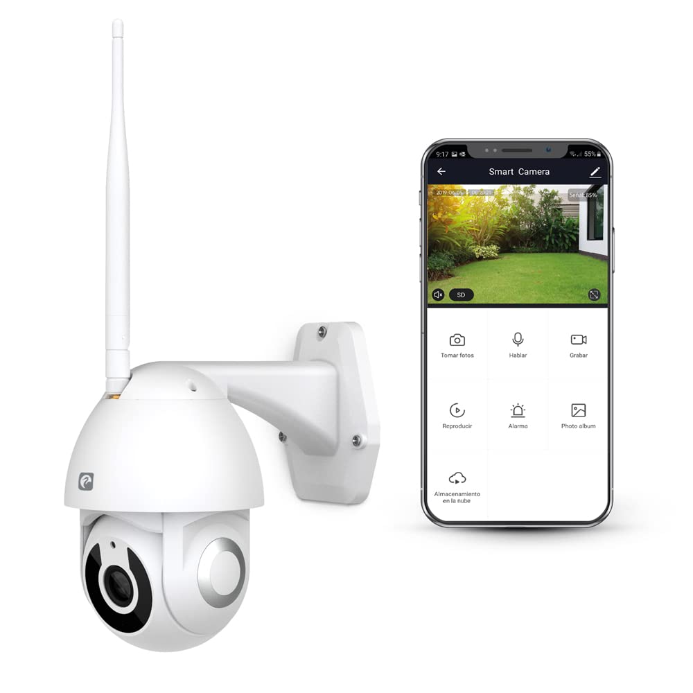 Garza Smart Outdoor Smart WiFi Surveillance Camera 360 Degrees, 1080P HD, IP65 Waterproof, Night Vision, Motion Detection, WiFi 2.4GHz