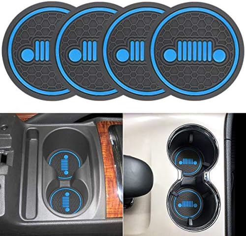 2.75 Inch Diameter Anti Slip Cup Holder Coaster Can Insert Mats 2PCS for Jeep Accessories Jeep Grand Cherokee Patriot Grand Cup Holder Pad Car/Vehicle Interior Accessories (Blue, Pattern 1)