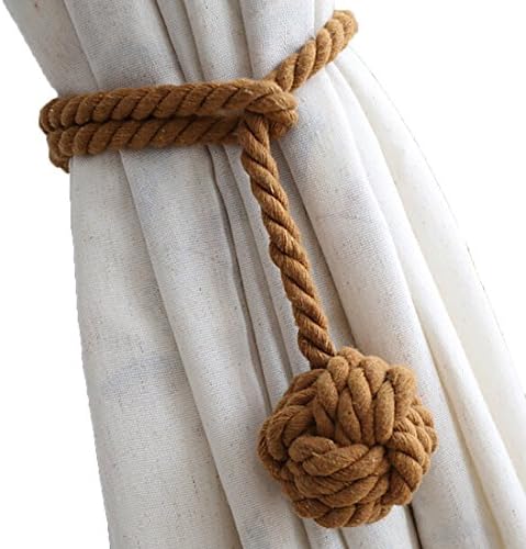 LissomPlume Hand Knitting Curtain Rope Clips Holder Holdbacks Tieback with Single Ball