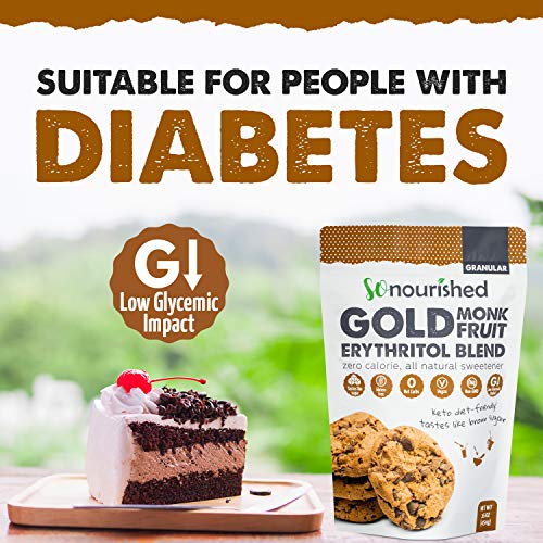GOLD - Brown Sugar Alternative (2.5 lb / 40 oz) Substitute 1:1 Sugar Replacement - Monk Fruit Erythritol Sweetener for Low Carb Dieters and Diabetics - No Calorie Sweetener, Non-GMO - Thumbnail 4