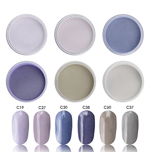 NMKL38 Elegant Dip Powder Nail Acrylic System Kit, Pro Nail Dipping Powder Color Collection, DIY French Manicure Nail Salon Tools - Set of 6