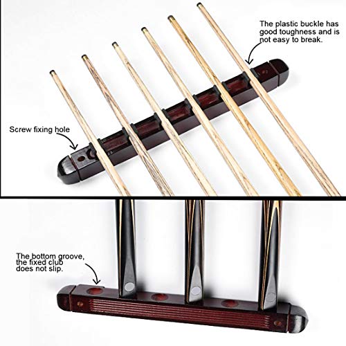 image for Cosylove 6 Pool Cue Sticks Wood Rack Cue Locating Clip Red Billiards S