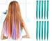 OneDor 23 Inch Colored Party Highlights Straight Hair Clip Extensions. Heat-Resistant Synthetic Hair Extensions in Multiple Colors (10 Pcs Teal Blue)