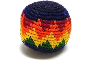 Mia Jewel Shop - Rainbow Hacky Sack Footbag | Multicolored Kick Ball for Juggling | Geometric Crochet Foot Bag | Kick Sack for Adults & Kids | Handmade Gifts from Guatemala