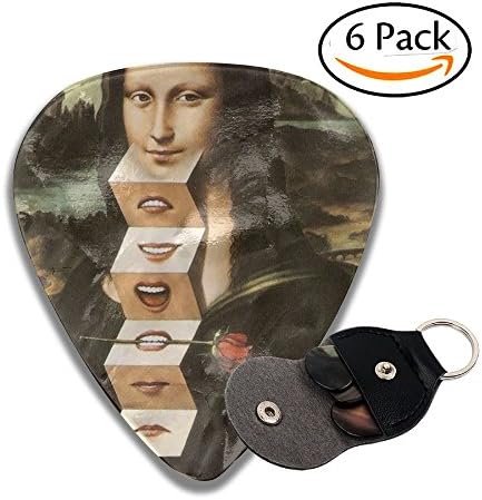 KjdSieU Funny Mona Lisa Picks Celluloid Guitar Picks 6 Pcs Guitar Plectrums Thin Medium Heavy For Guitar Bass Ukulele With Picks Holder