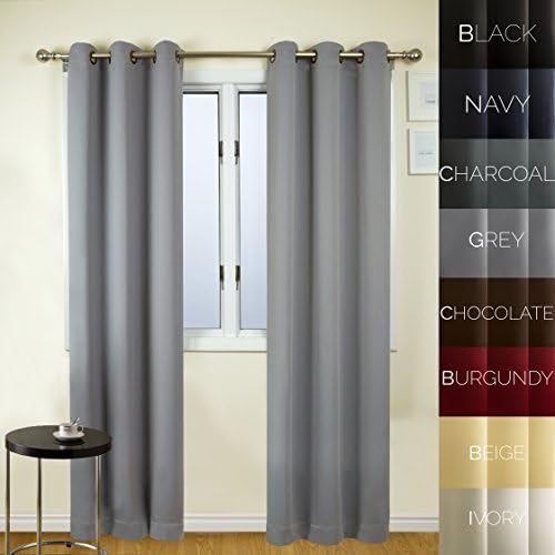 Prestige Home Fashion Thermal Insulated Blackout Curtain - Antique Bronze Grommet Top - Grey - 38"W x 84"L, 1 Panel