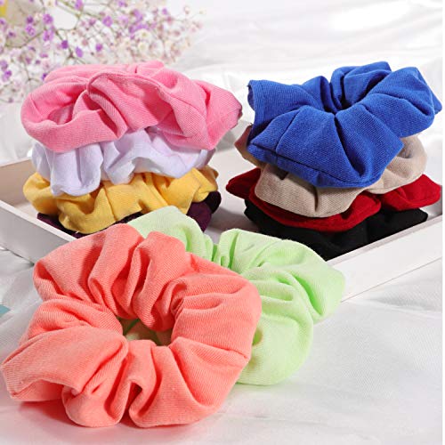 Hair Scrunchies Cotton Elastic Hair Bands 15 Pcs Scrunchies for Hair Accessories for Women or Girls - Thumbnail 4
