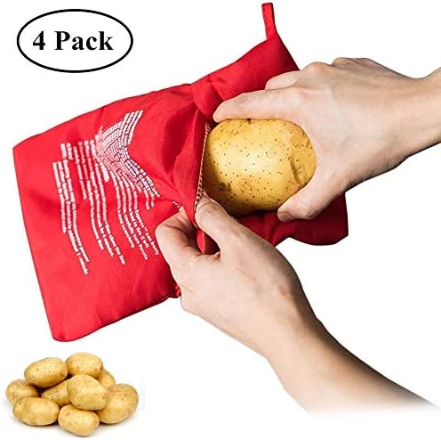 4 Pack Microwave Potato Cooker Bag Microwave Baking Bag Potato Pouch Cooker Washable and Reusable Perfect Potatoes Just in 4 Minutes