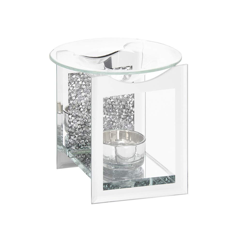 Mirrored Glass Silver Crystal Oil Burner By Lesser & Pavey