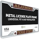 Desert Cactus Texas State University Car Accessories Bobcats Metal License Plate Frame and Tag Holder for Front or Rear of Car (Alumni)