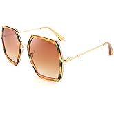 FEISEDY Women Large Hexagon Inspired Sunglasses Fashion Irregular Design Style Geometric B2503