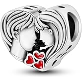 CYCUFF 925 Sterling Silver Charms Suitable for Bracelets Charms Beads, Charm Necklaces Jewellery Gift for Women Family Friends (Couple'S Love Heart Beads)
