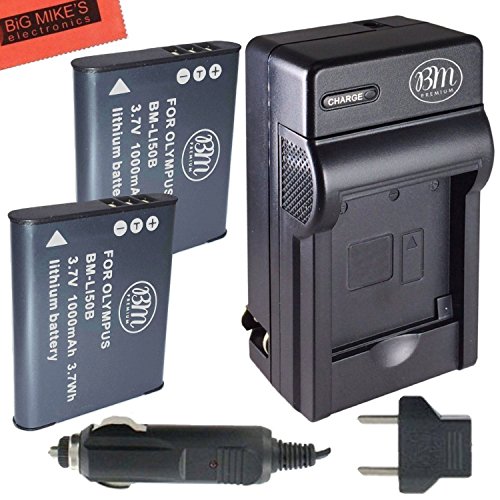 BM Premium 2-Pack OF LI-50B, LI50B, LI-50, LI50 Batteries & Battery Charger for Olympus Stylus SH-25MR, SP-720UZ, SP-800UZ, SP-810UZ, SZ-10, SZ-12, SZ-15, SZ-16 iHS, SZ-20, SZ-30MR, SZ31MR iHS, TG-610, TG-630 HIS, TG-810, TG-820, TG-830 HIS, TG-850, TG-850 IHS, TG-860, TG-870, VG-190, XZ-1, XZ-16 iHS Digital Camera