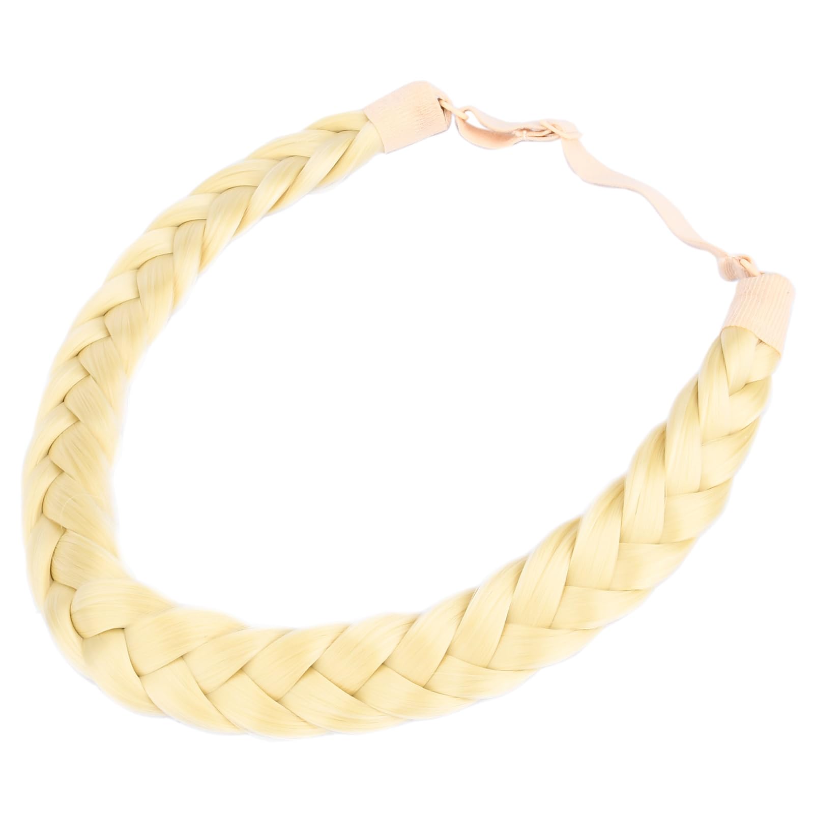 BOBIYA 2 Strands Synthetic Hair Braided Headband Classic Chunky Plaited Braids Elastic Stretch Hairpiece for Women Girl Beauty Accessory (Light Blonde)