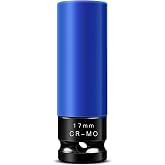 BOEN 17mm 1/2" Drive Wheel Protector Impact Socket, Non-Marring Lug Nut Thin Wall Deep Socket Set, Chrome-Molybdenum Steel, 6 Point, Color-Coded Protective Socket