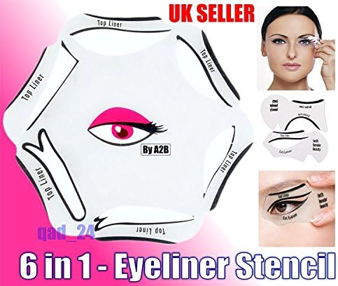 6 in 1 EYELINER Stencil Set Makeup Guide Quick Cat Eye Liner kit Tool Liquid UK