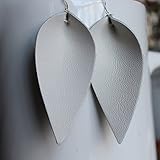 Genuine Leather & Sterling Silver Leaf Earrings // White Leather // Joanna Gaines Inspired