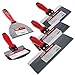 Wal-Board Blue Steel Drywall Taping Knife Set Soft Grip - 4 Knives + Mud Scoop