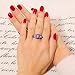 CiNily Black Gold Plated Purple Opal and Amethyst Ring for Women Ladies Big Gemstone Gothic Ring Jewelry Gift Size 9