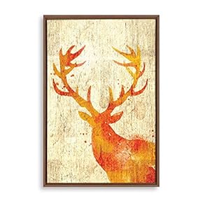Framed Home Artwork Deer Wood for Living Room Bedroom
