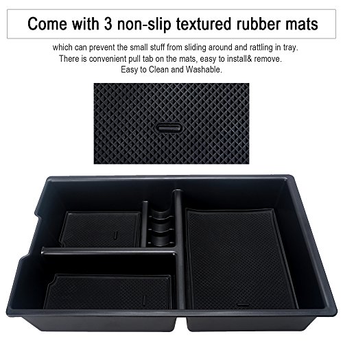 Car Center Console tray Organizer Insert Armrest secondary Storage Box for 2009-2018 Dodge RAM 1500 2500 3500(Full Console w/Bucket Seats ONLY) - Thumbnail 2