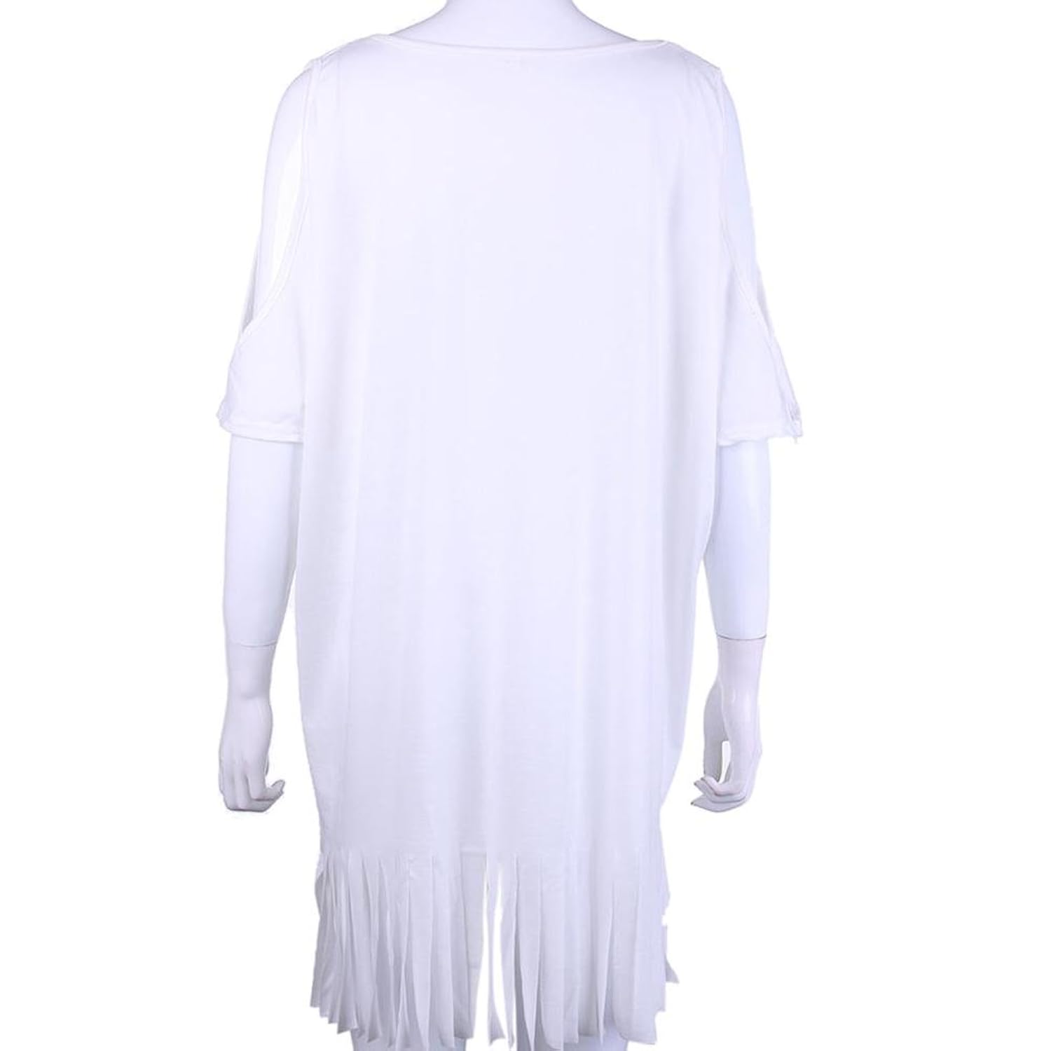 vodool women cold shoulder letter print tassel beach bikini cover-ups t-shirts